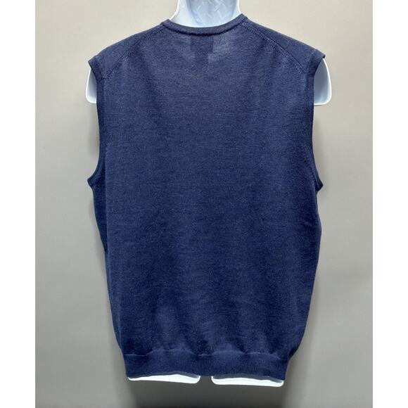 Jos A Bank Men’s 100% Merino Wool Sweater Vest Size L Signature Collection Navy - Picture 2 of 5